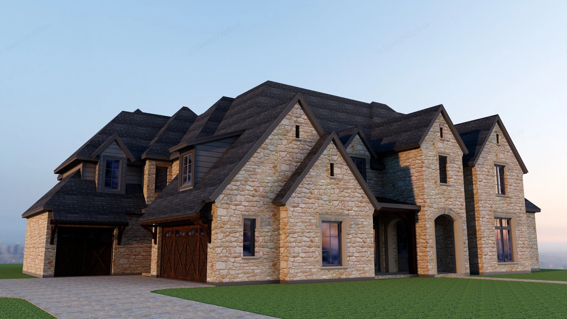 English Tudor Home sketchup model preview - SketchupBox