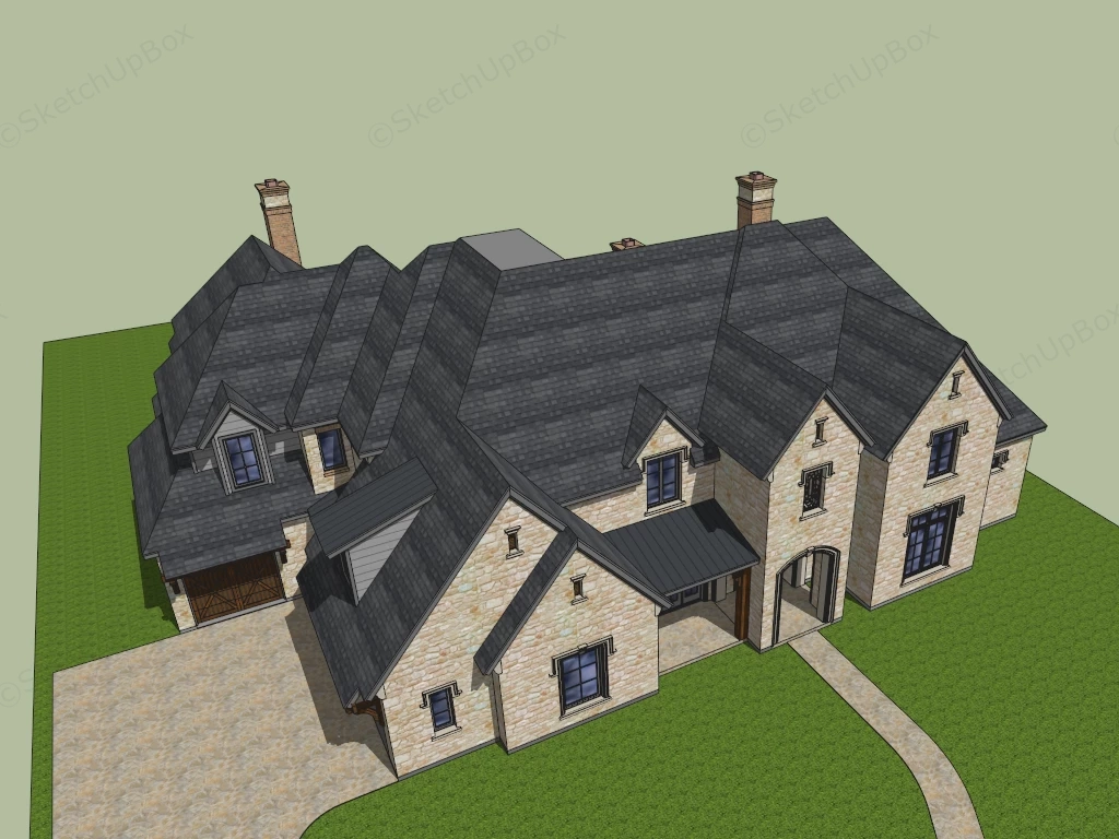 English Tudor Home sketchup model preview - SketchupBox