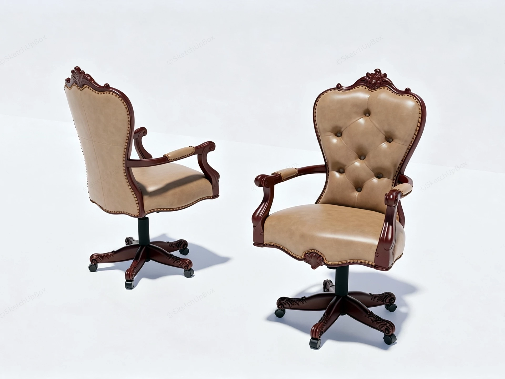 Vintage Style Executive Office Chair sketchup model preview - SketchupBox