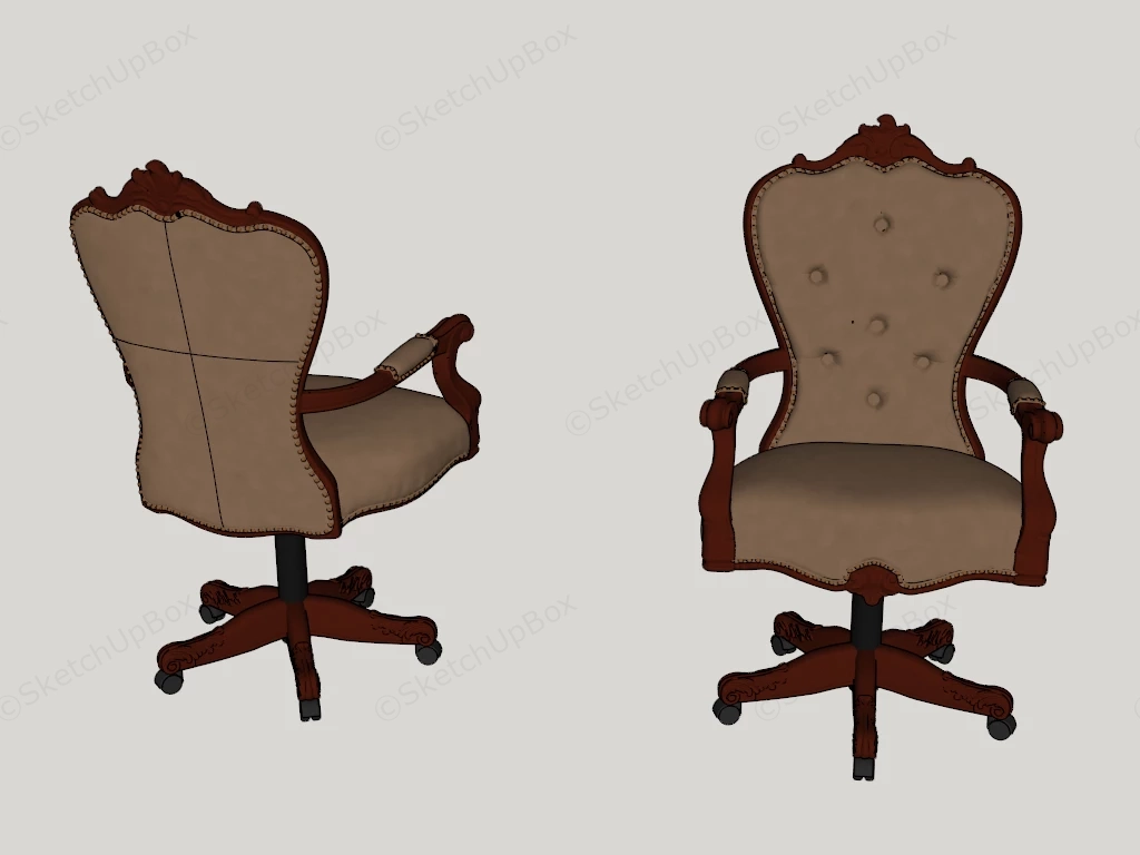 Vintage Style Executive Office Chair sketchup model preview - SketchupBox