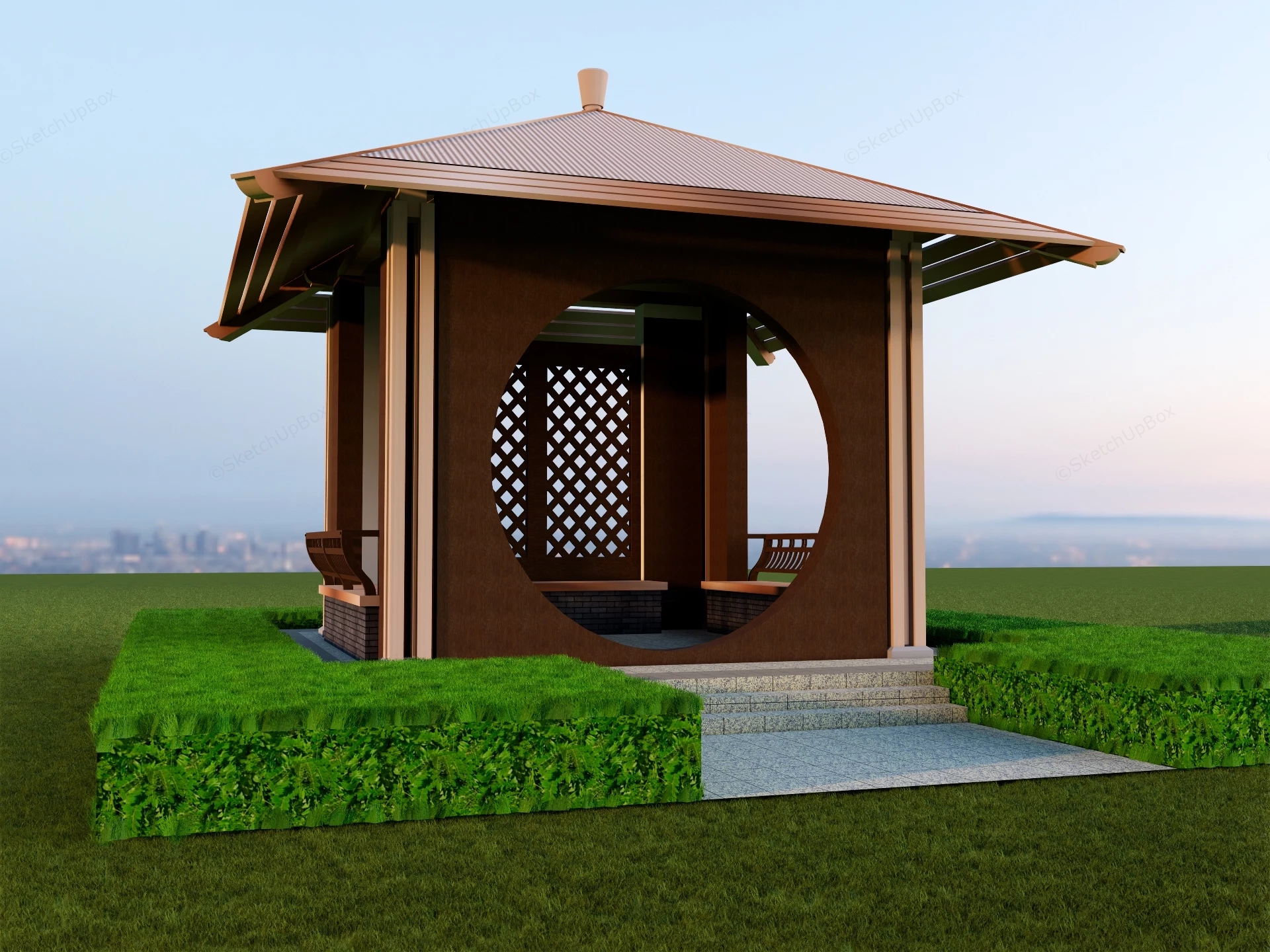 Traditional Style Wooden Gazebo sketchup model preview - SketchupBox