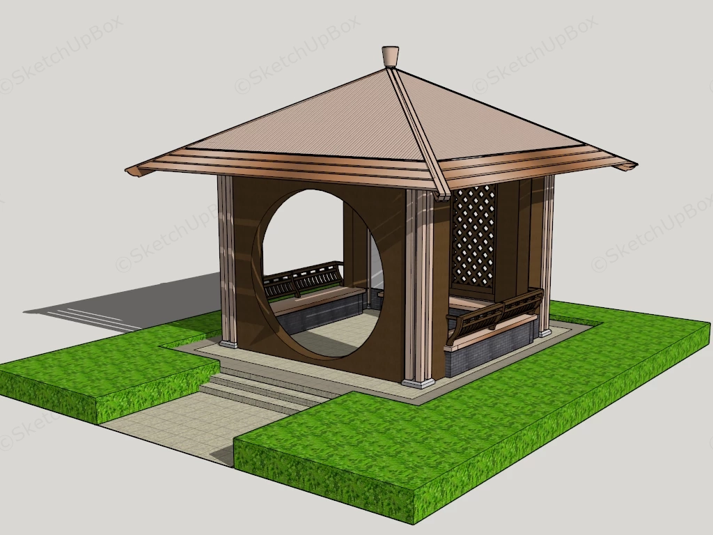 Traditional Style Wooden Gazebo sketchup model preview - SketchupBox