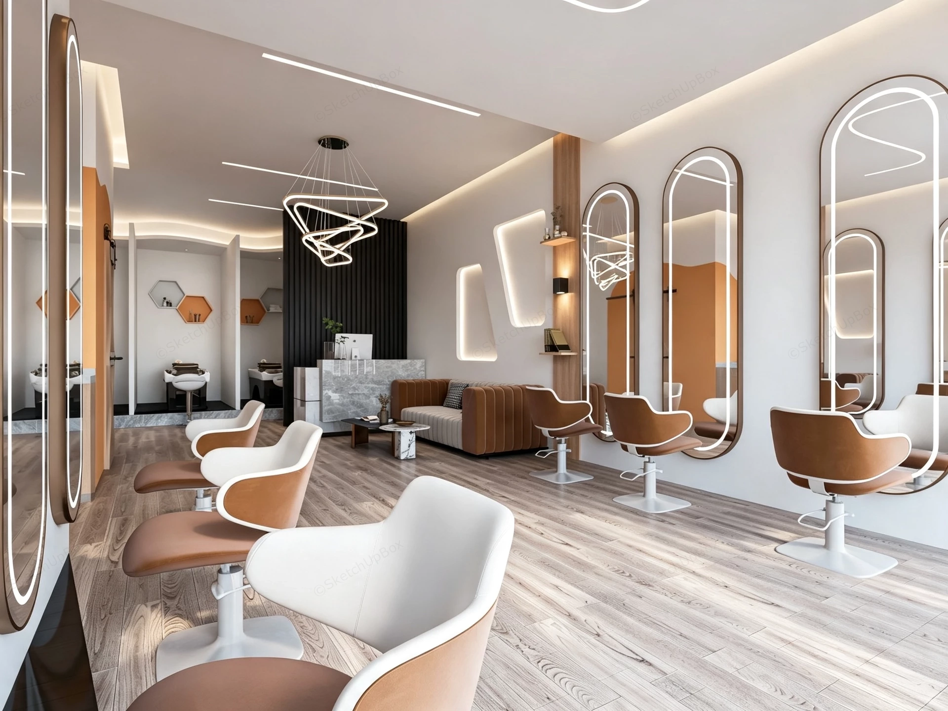 Contemporary Luxury Hair Salon Interior sketchup model preview - SketchupBox