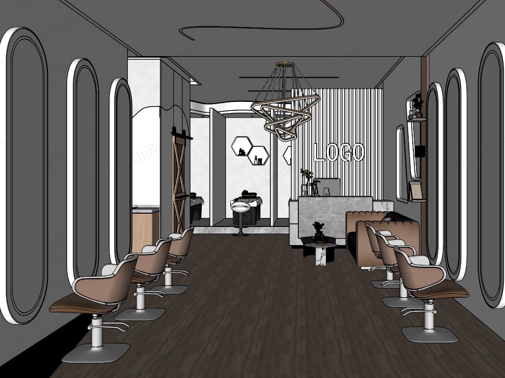 Contemporary Luxury Hair Salon Interior sketchup model preview - SketchupBox