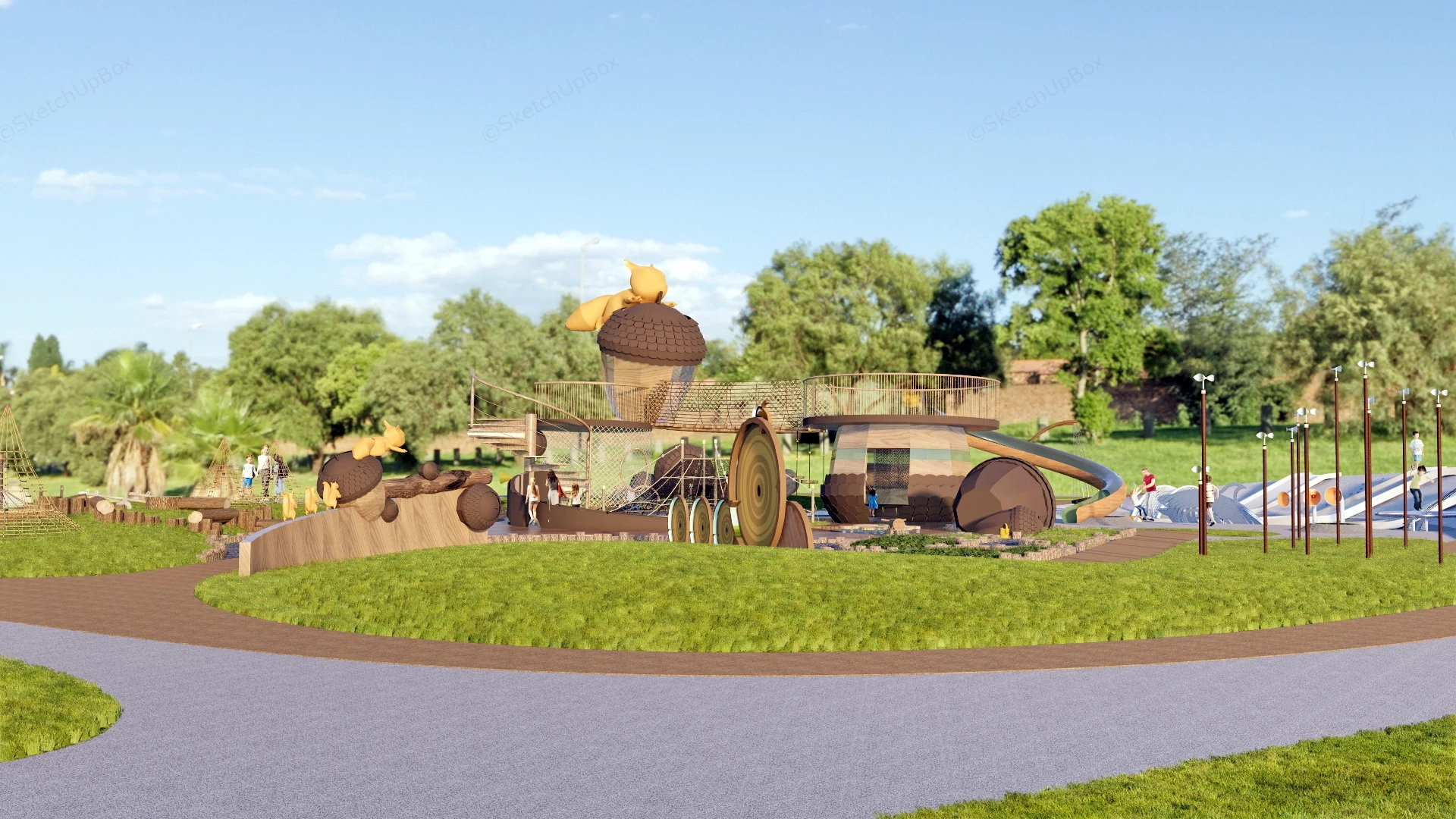 Squirrel Themed Adventure Park sketchup model preview - SketchupBox