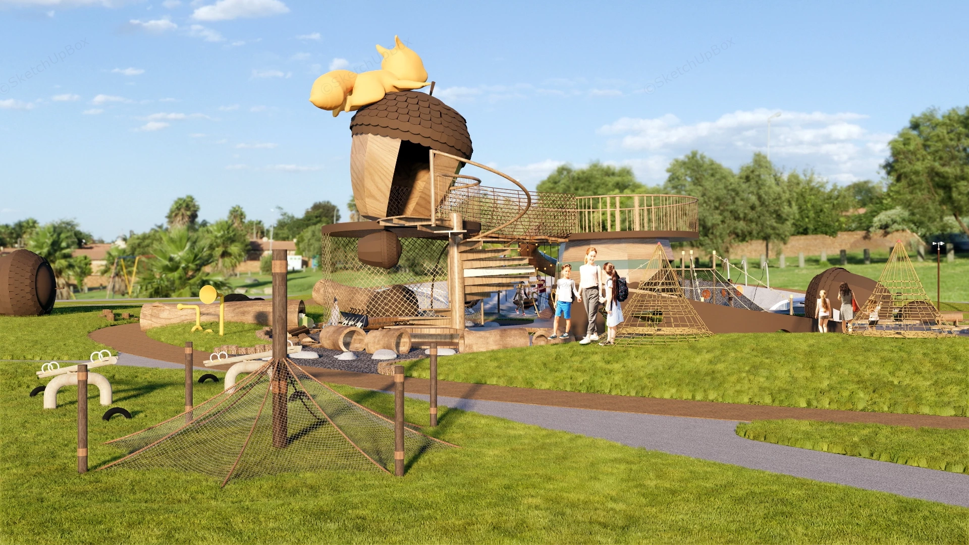 Squirrel Themed Adventure Park sketchup model preview - SketchupBox