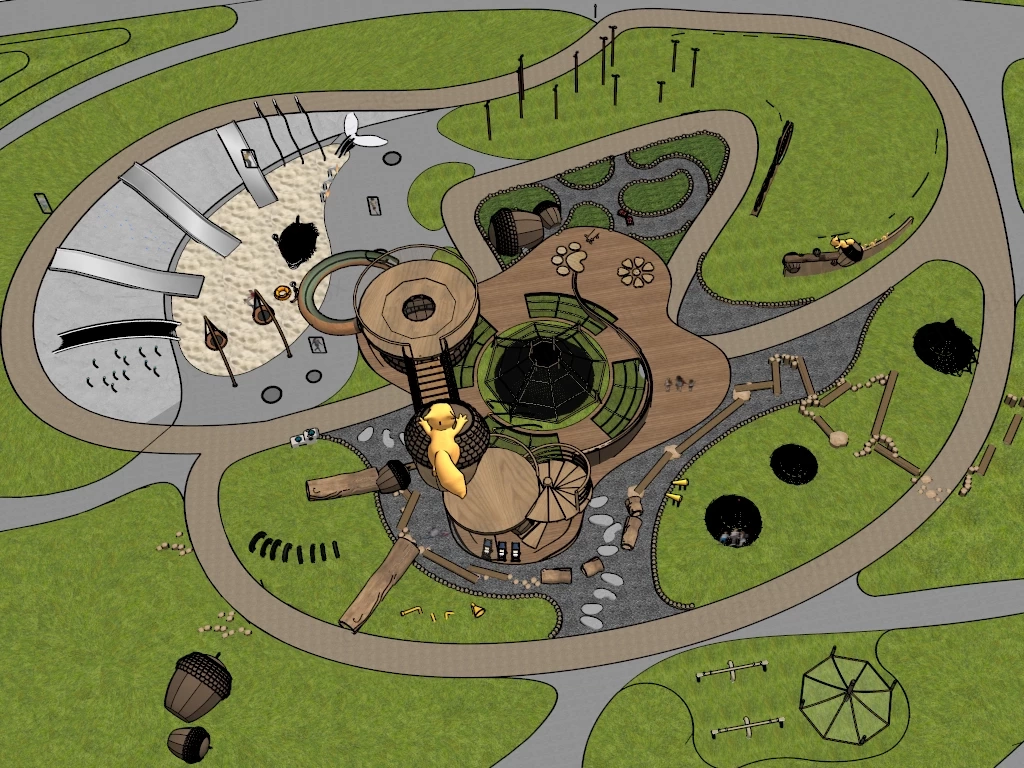 Squirrel Themed Adventure Park sketchup model preview - SketchupBox