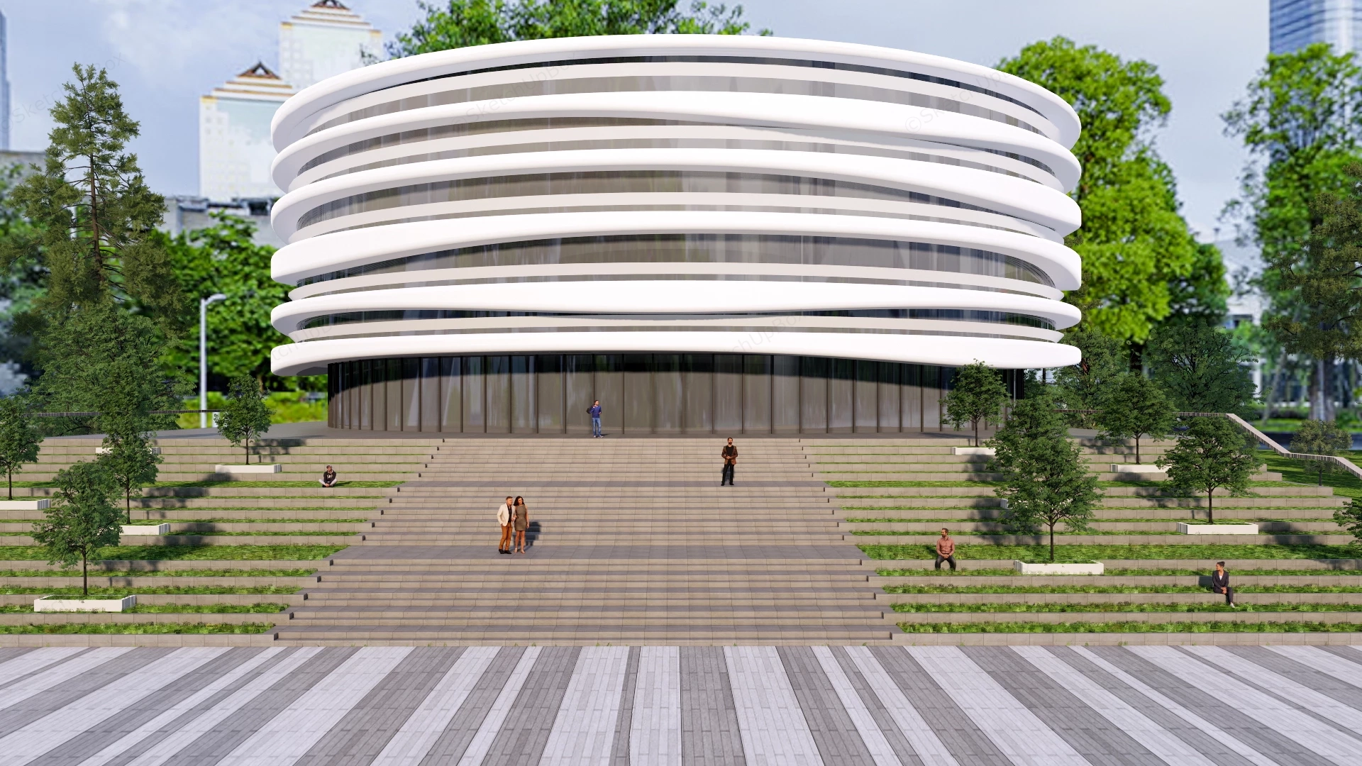 Modern Library Building Concept sketchup model preview - SketchupBox
