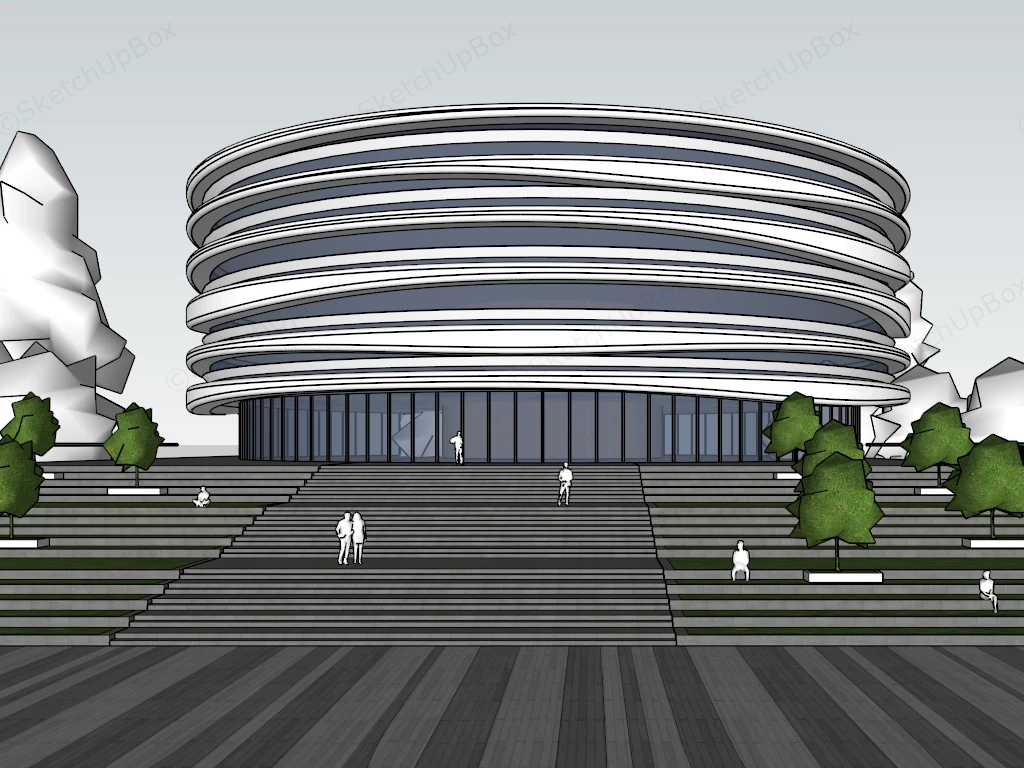 Modern Library Building Concept sketchup model preview - SketchupBox