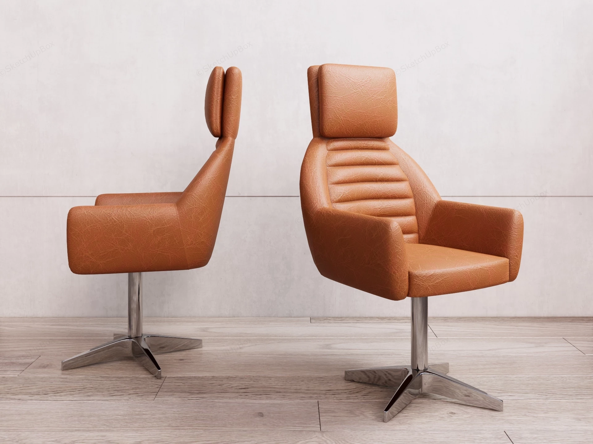 Modern Brown Leather Swivel Chair sketchup model preview - SketchupBox