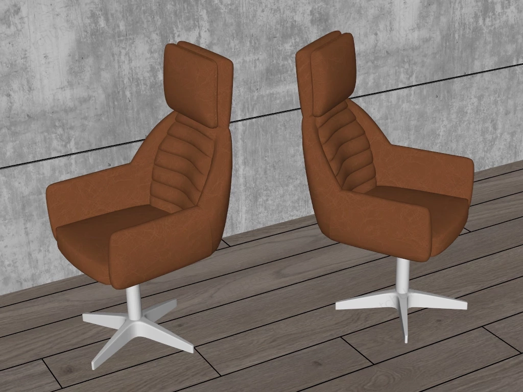 Modern Brown Leather Swivel Chair sketchup model preview - SketchupBox