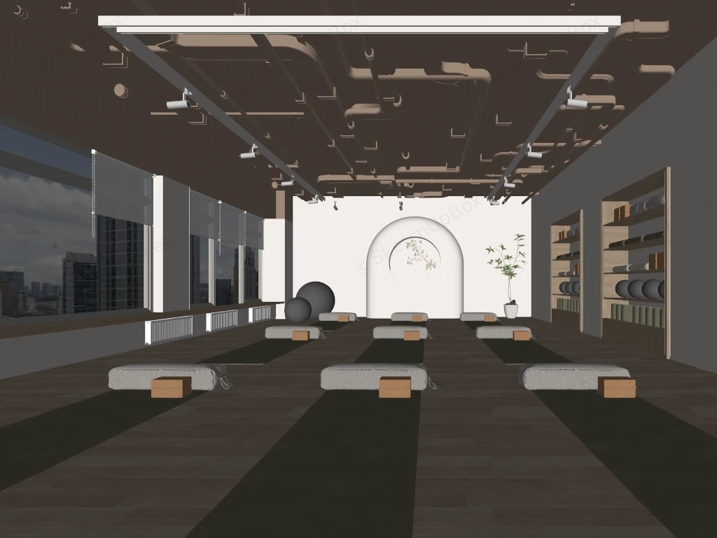 Minimalist Yoga And Wellness Studio sketchup model preview - SketchupBox