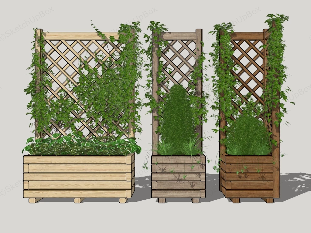 Wooden Planter Box With Trellis sketchup model preview - SketchupBox