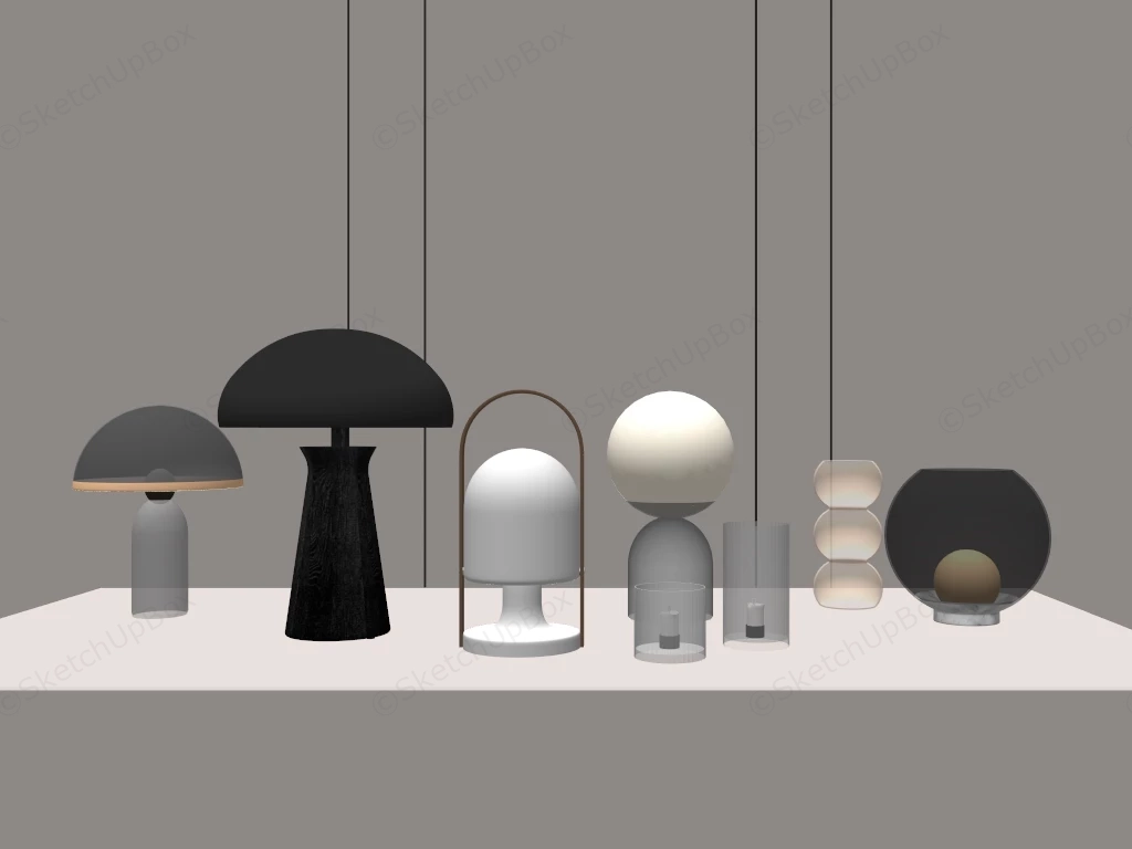 Minimalist Table Lamps And Decorative Lighting Fixtures sketchup model preview - SketchupBox