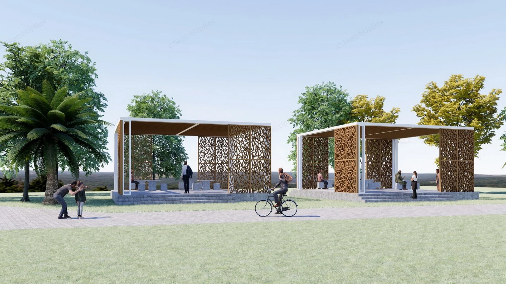 Open Air Public Park Pavilions sketchup model preview - SketchupBox