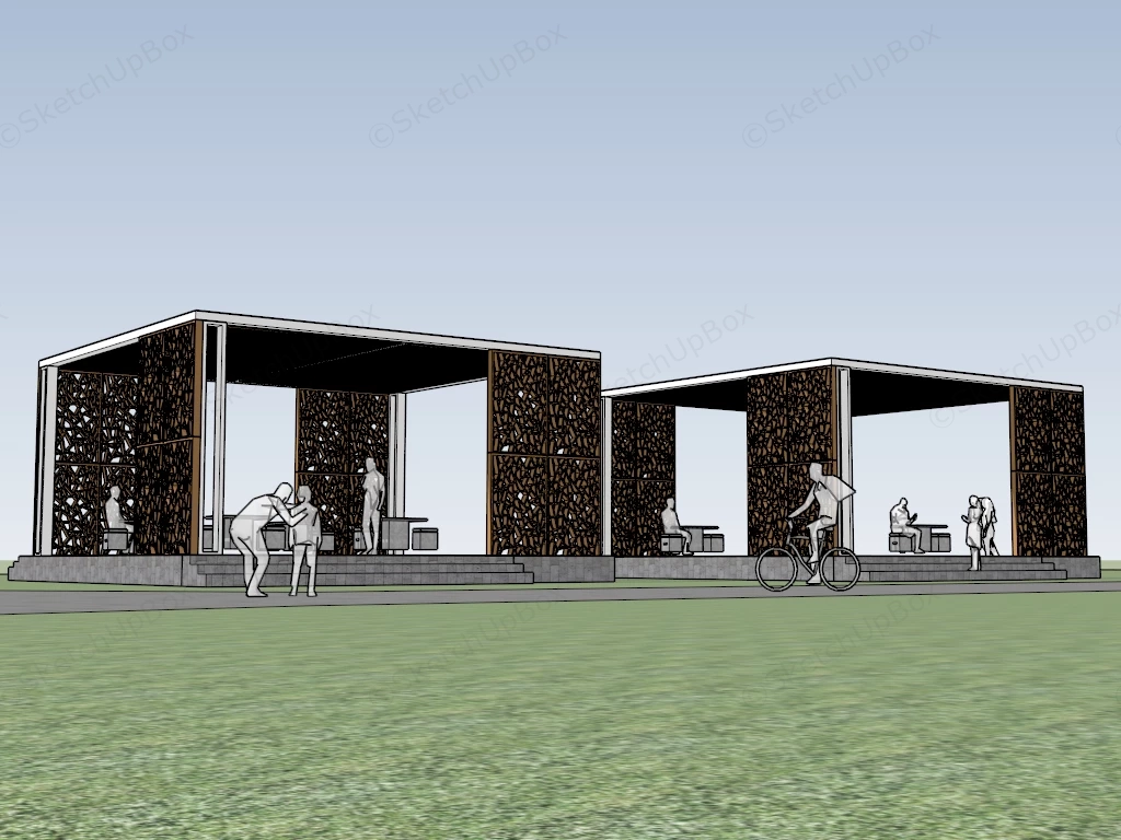 Open Air Public Park Pavilions sketchup model preview - SketchupBox