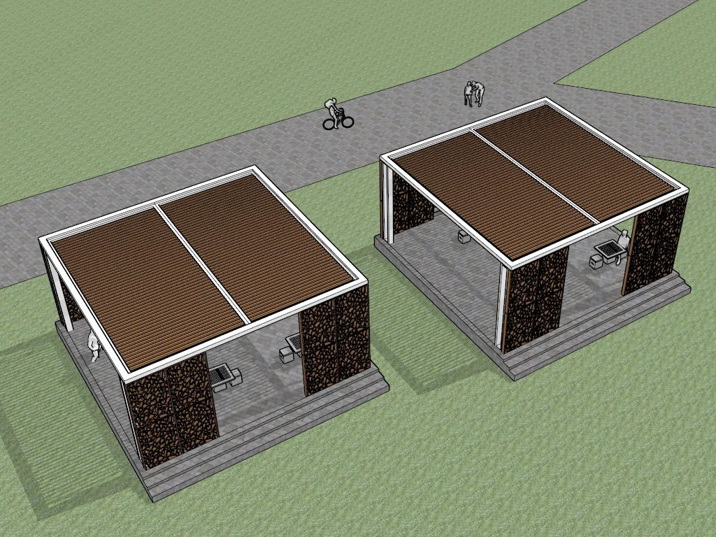 Open Air Public Park Pavilions sketchup model preview - SketchupBox