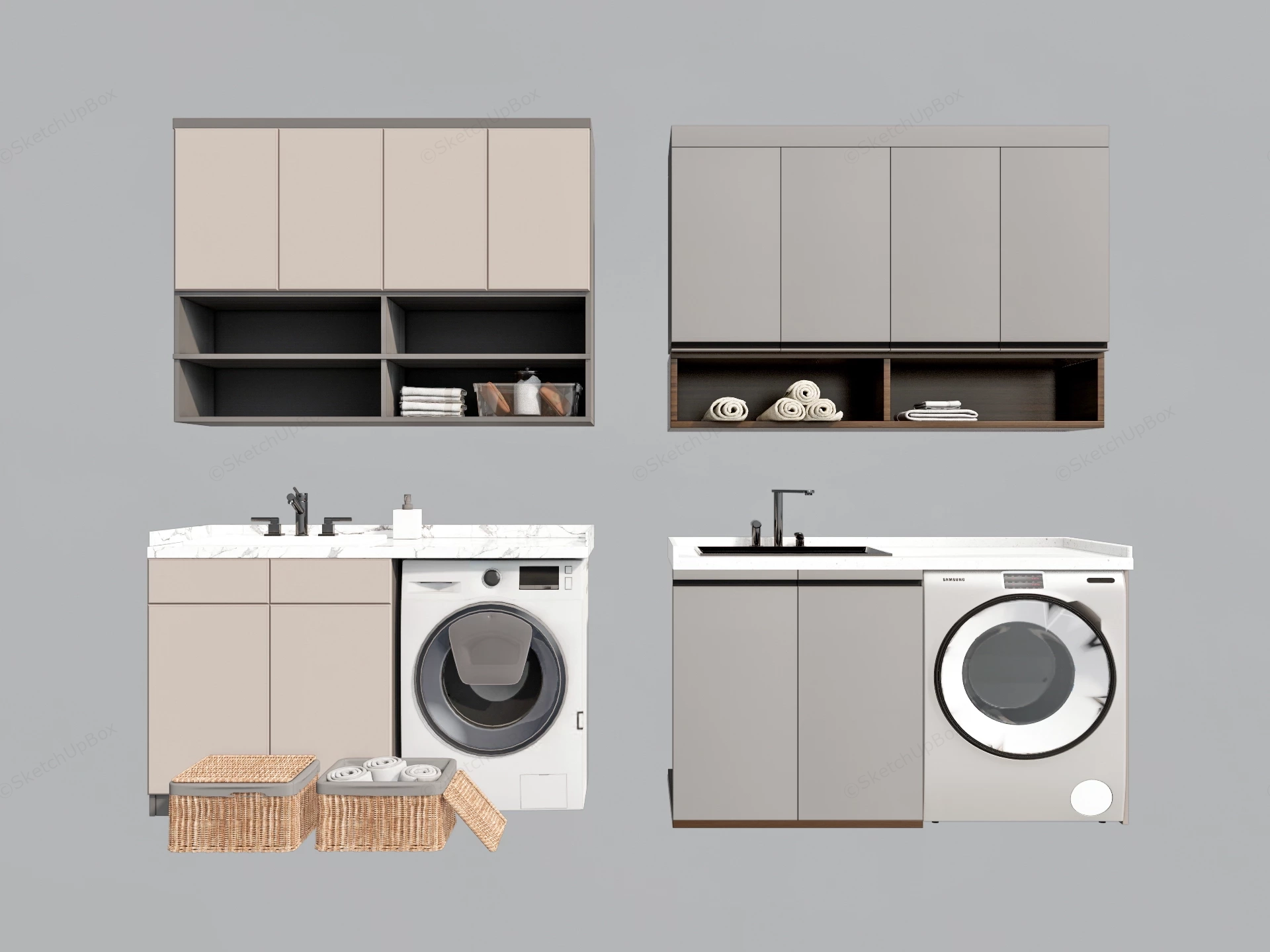 Modular Laundry Room Cabinetry Setup sketchup model preview - SketchupBox