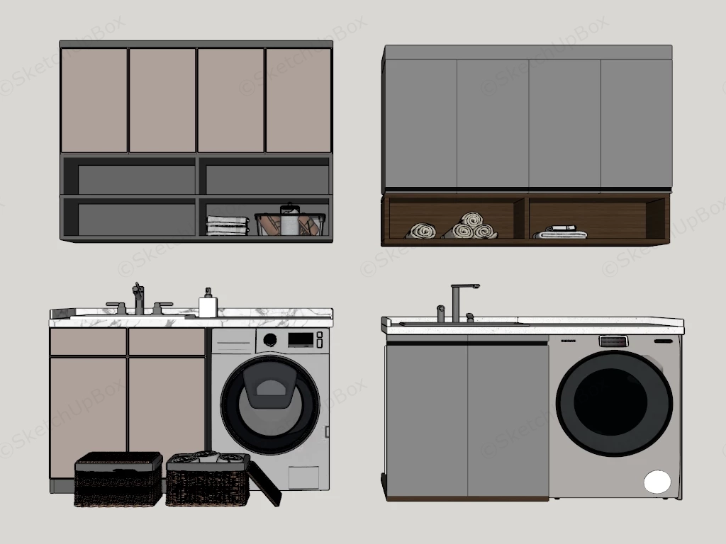 Modular Laundry Room Cabinetry Setup sketchup model preview - SketchupBox