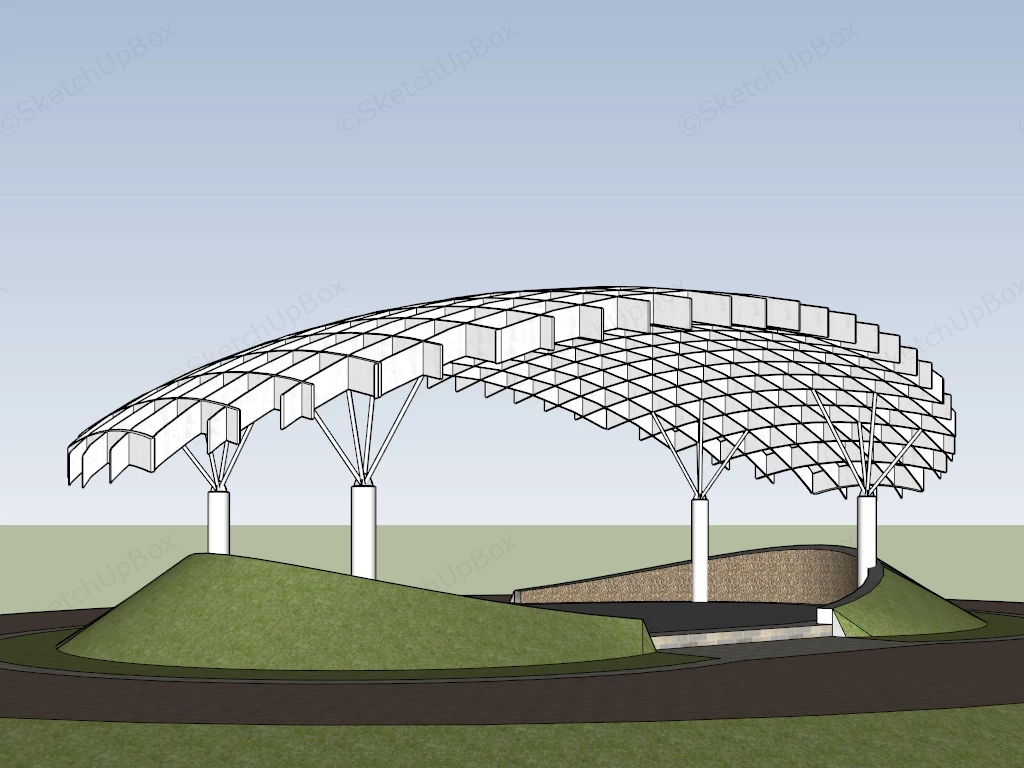Waffle Structured Modern Park Pavilion sketchup model preview - SketchupBox