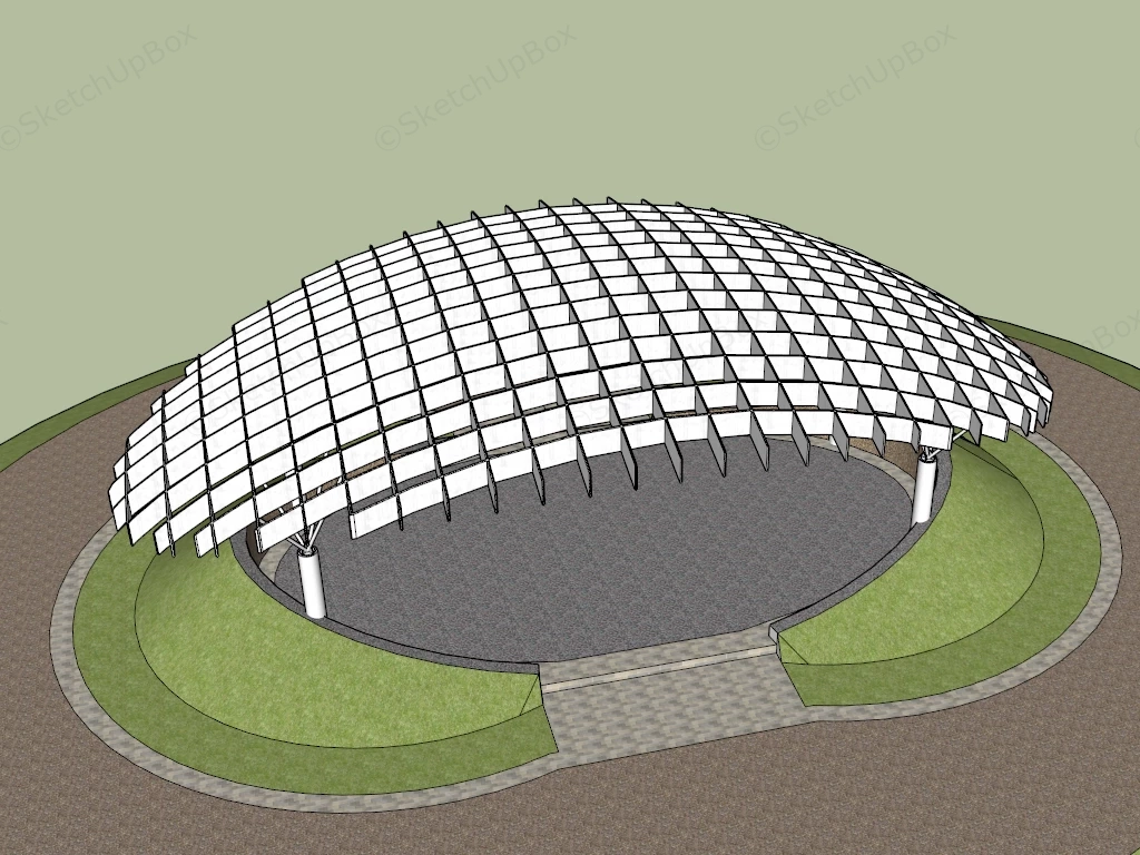 Waffle Structured Modern Park Pavilion sketchup model preview - SketchupBox