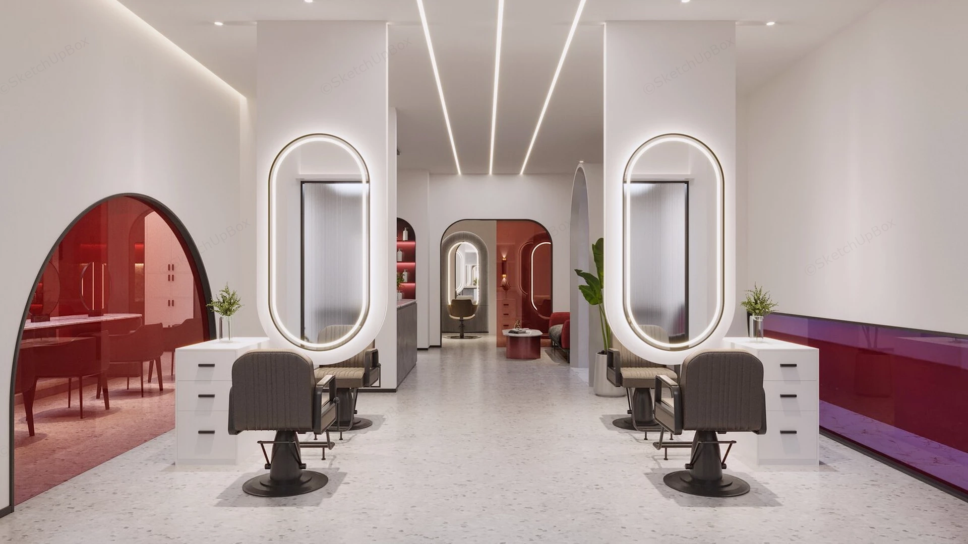 Luxurious Modern Beauty Salon Interior sketchup model preview - SketchupBox
