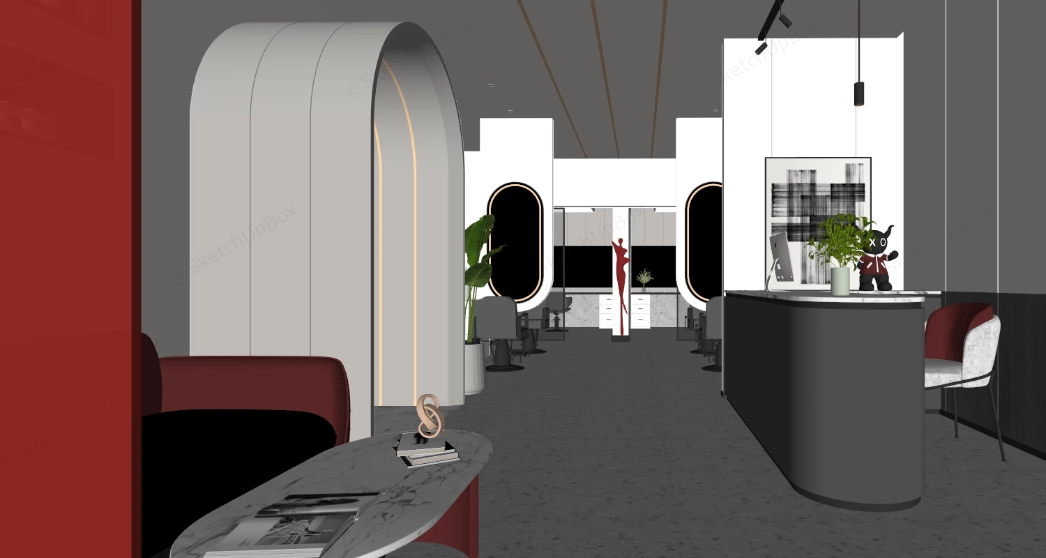 Luxurious Modern Beauty Salon Interior sketchup model preview - SketchupBox