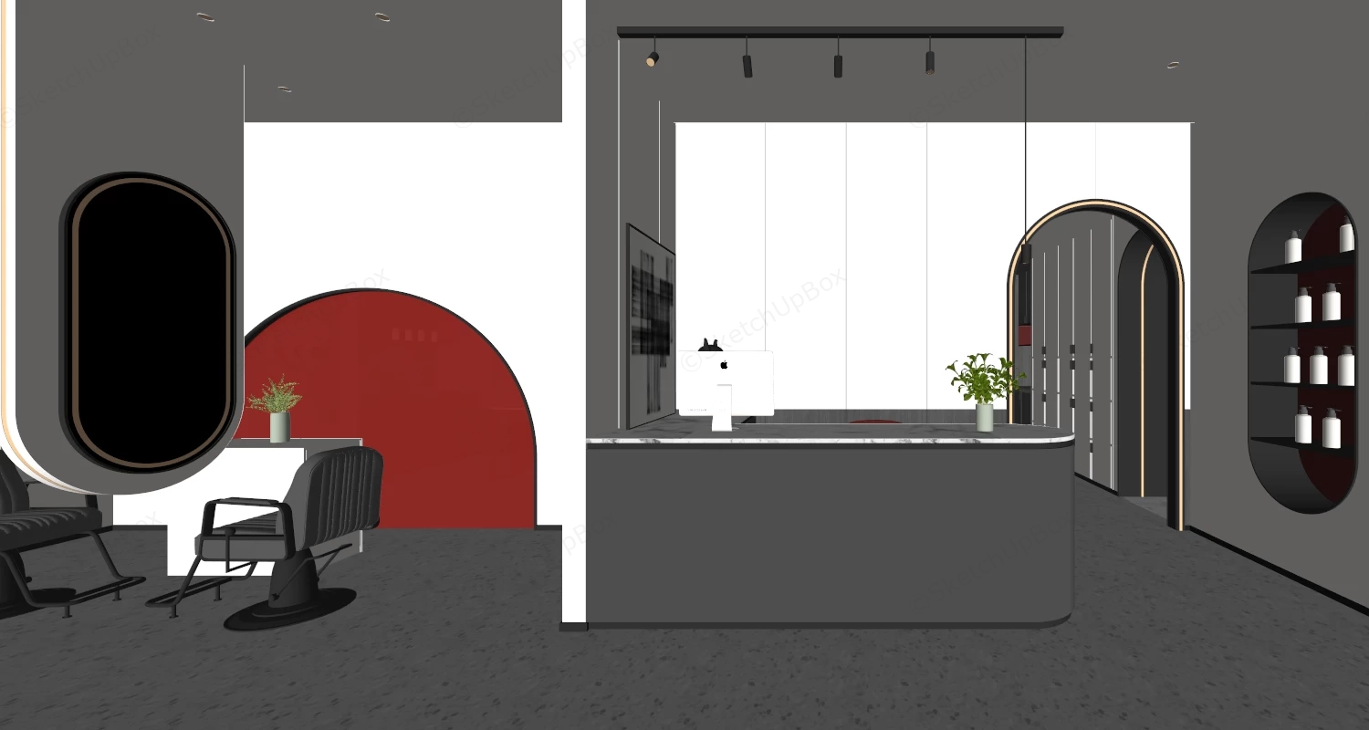 Luxurious Modern Beauty Salon Interior sketchup model preview - SketchupBox