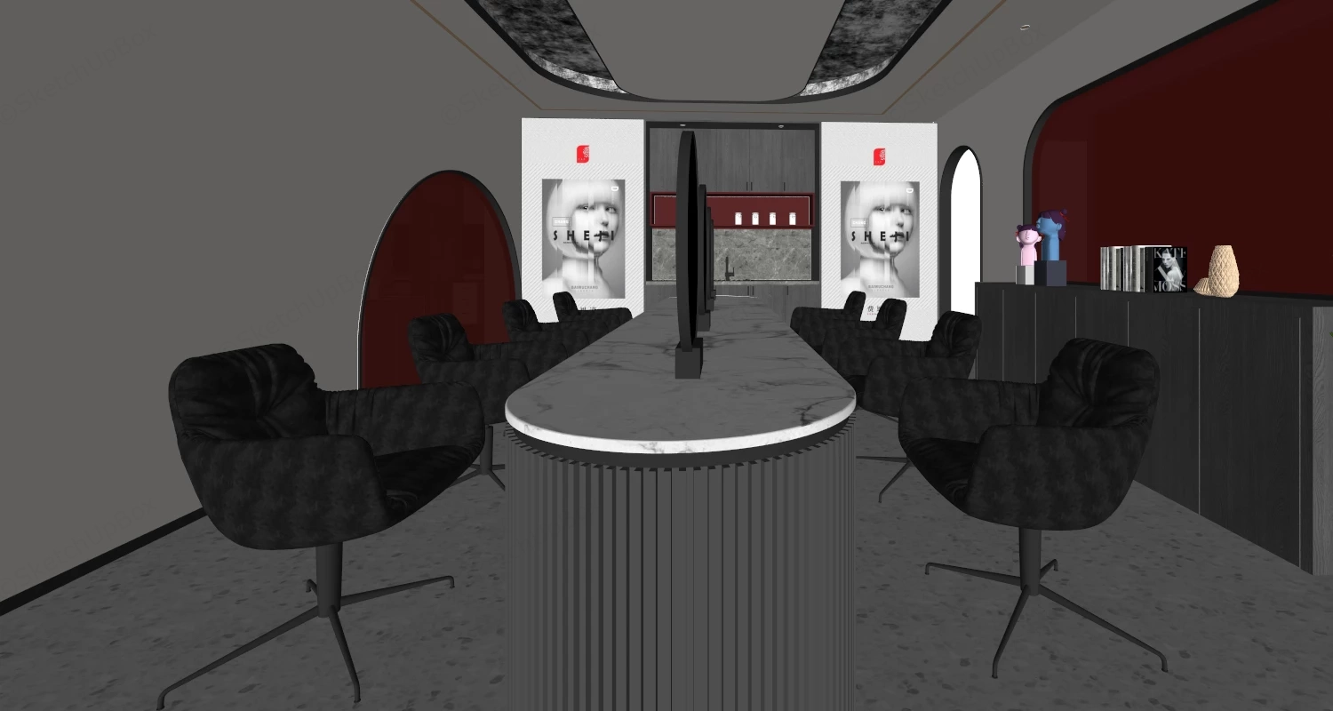 Luxurious Modern Beauty Salon Interior sketchup model preview - SketchupBox
