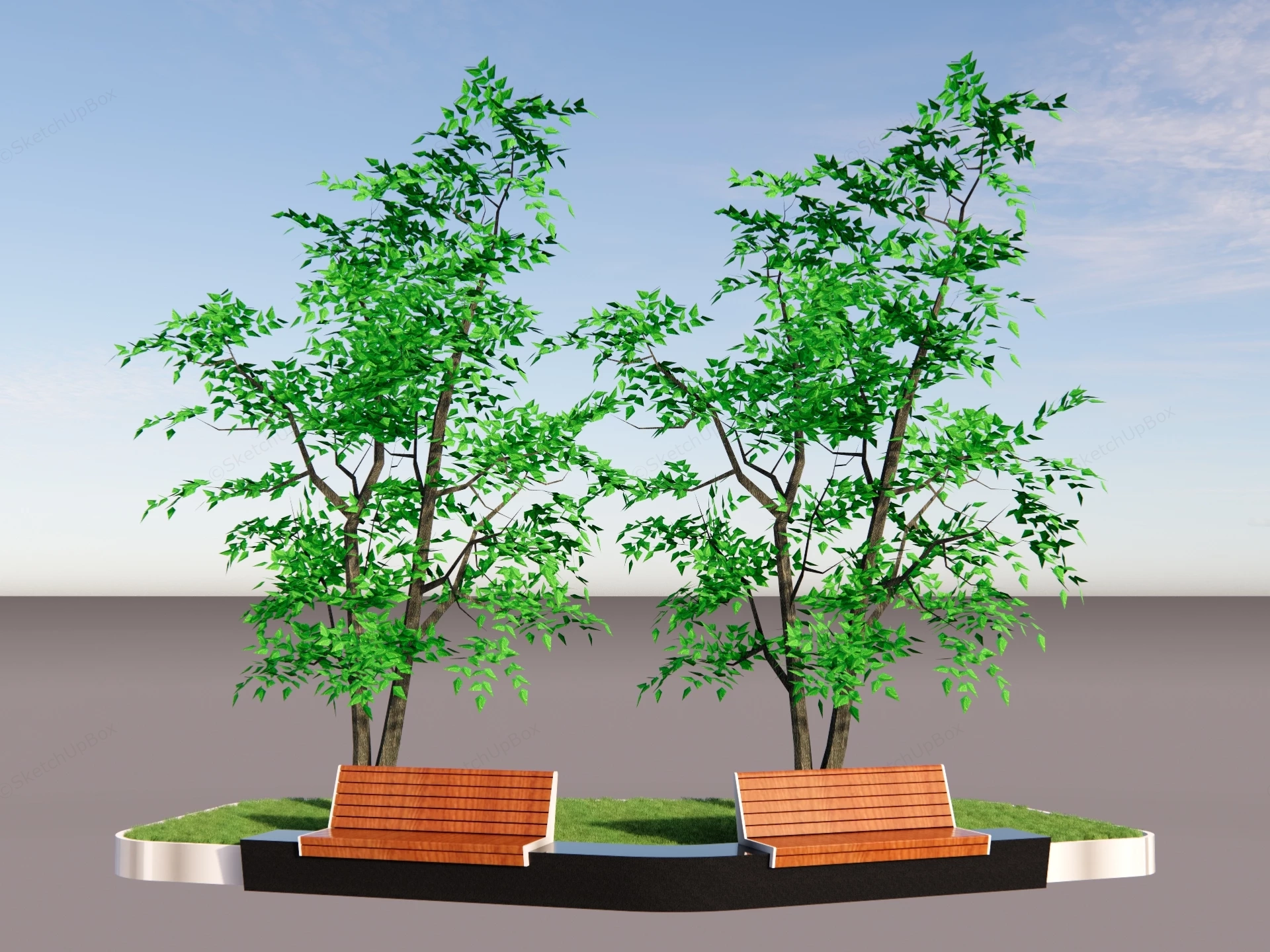 Outdoor Bench Seating Planter sketchup model preview - SketchupBox
