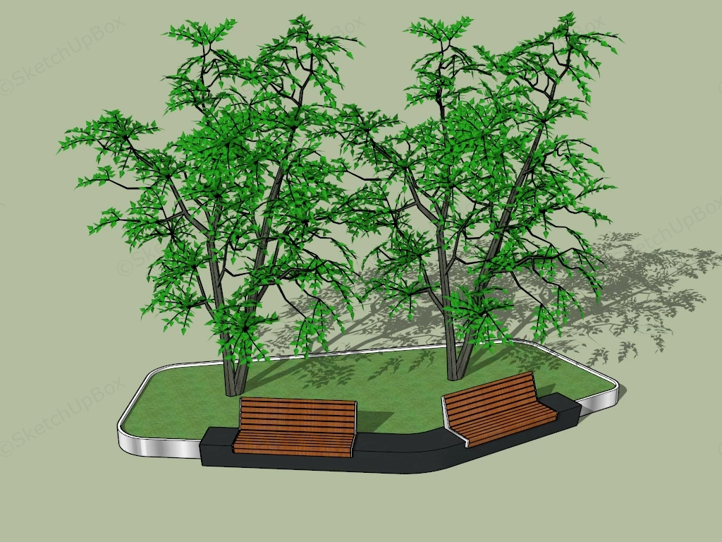Outdoor Bench Seating Planter sketchup model preview - SketchupBox