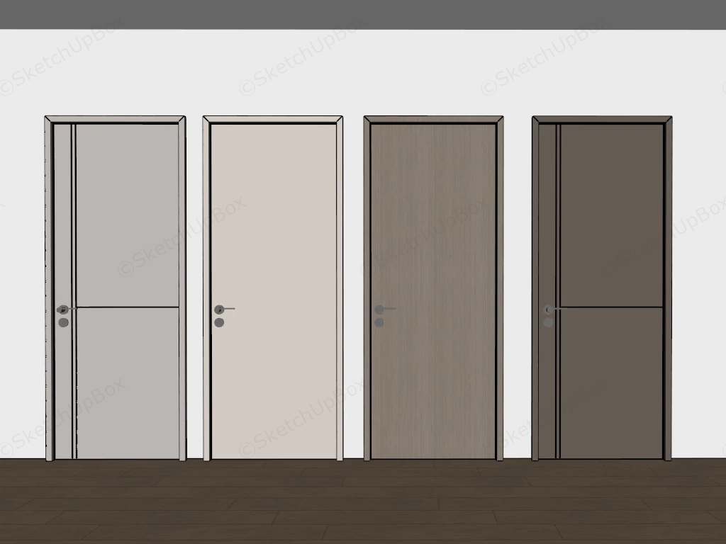 4 Minimalist Flush Interior Doors sketchup model preview - SketchupBox