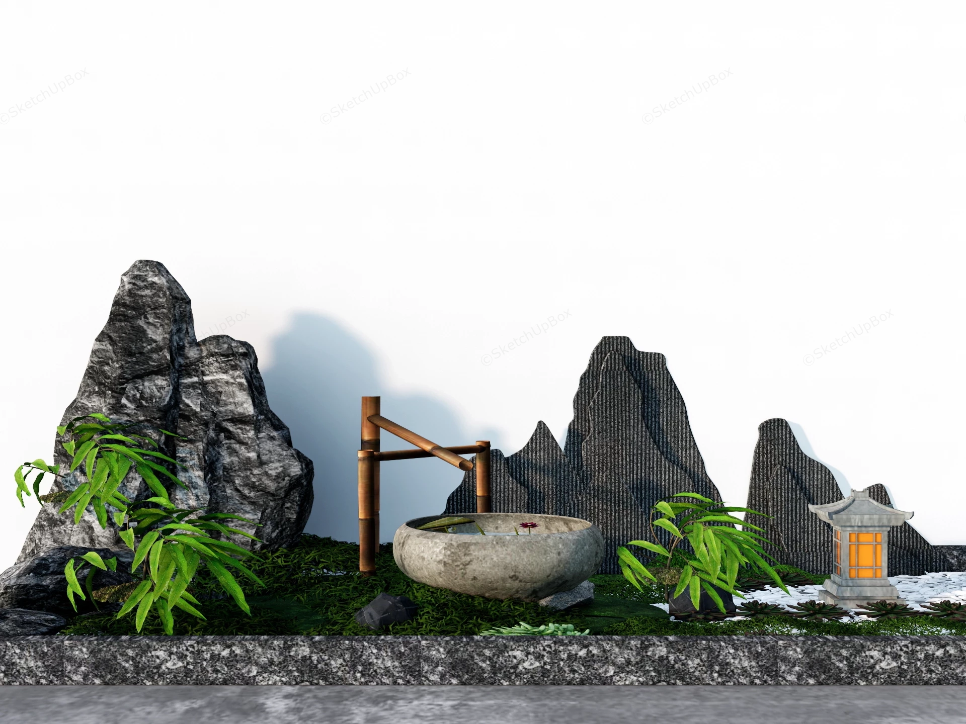 Japanese Style Miniature Garden sketchup model preview - SketchupBox