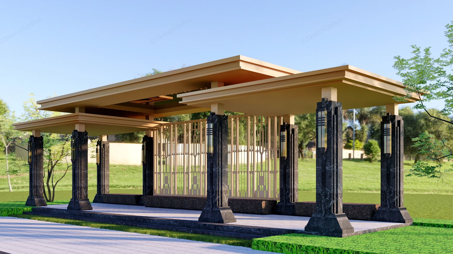 Modern Open Air Pavilion sketchup model preview - SketchupBox