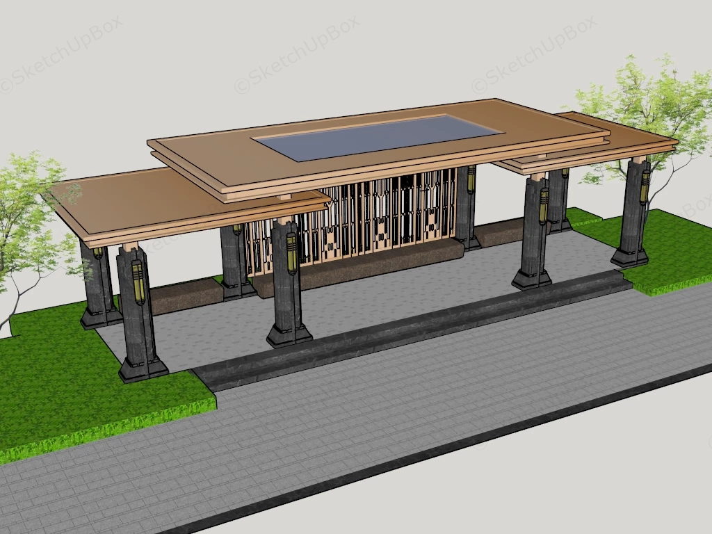 Modern Open Air Pavilion sketchup model preview - SketchupBox