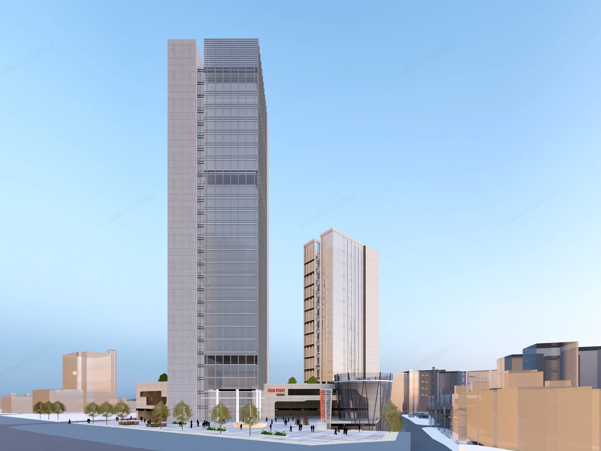 Modern Urban High Rise Complex sketchup model preview - SketchupBox