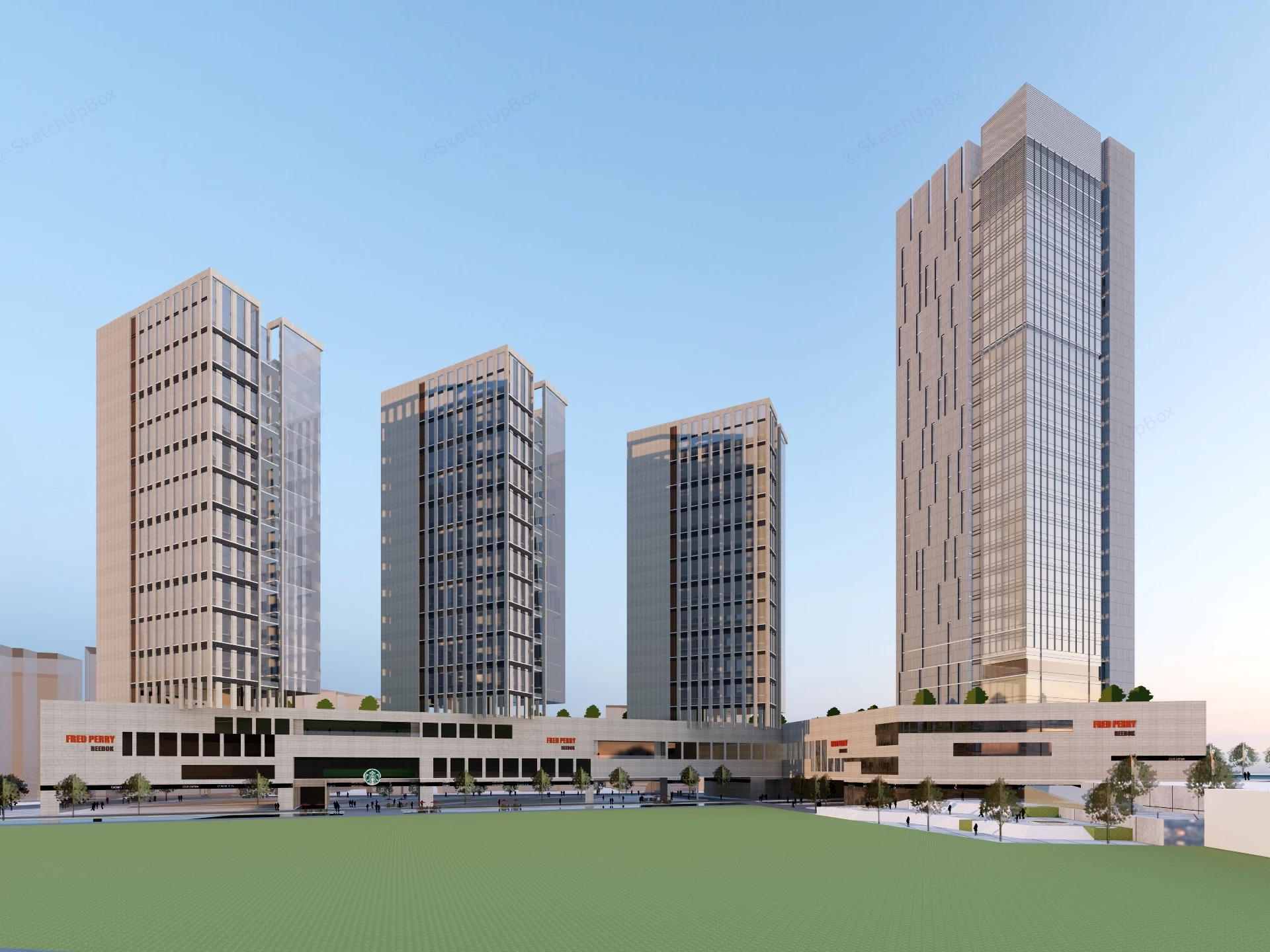 Modern Urban High Rise Complex sketchup model preview - SketchupBox