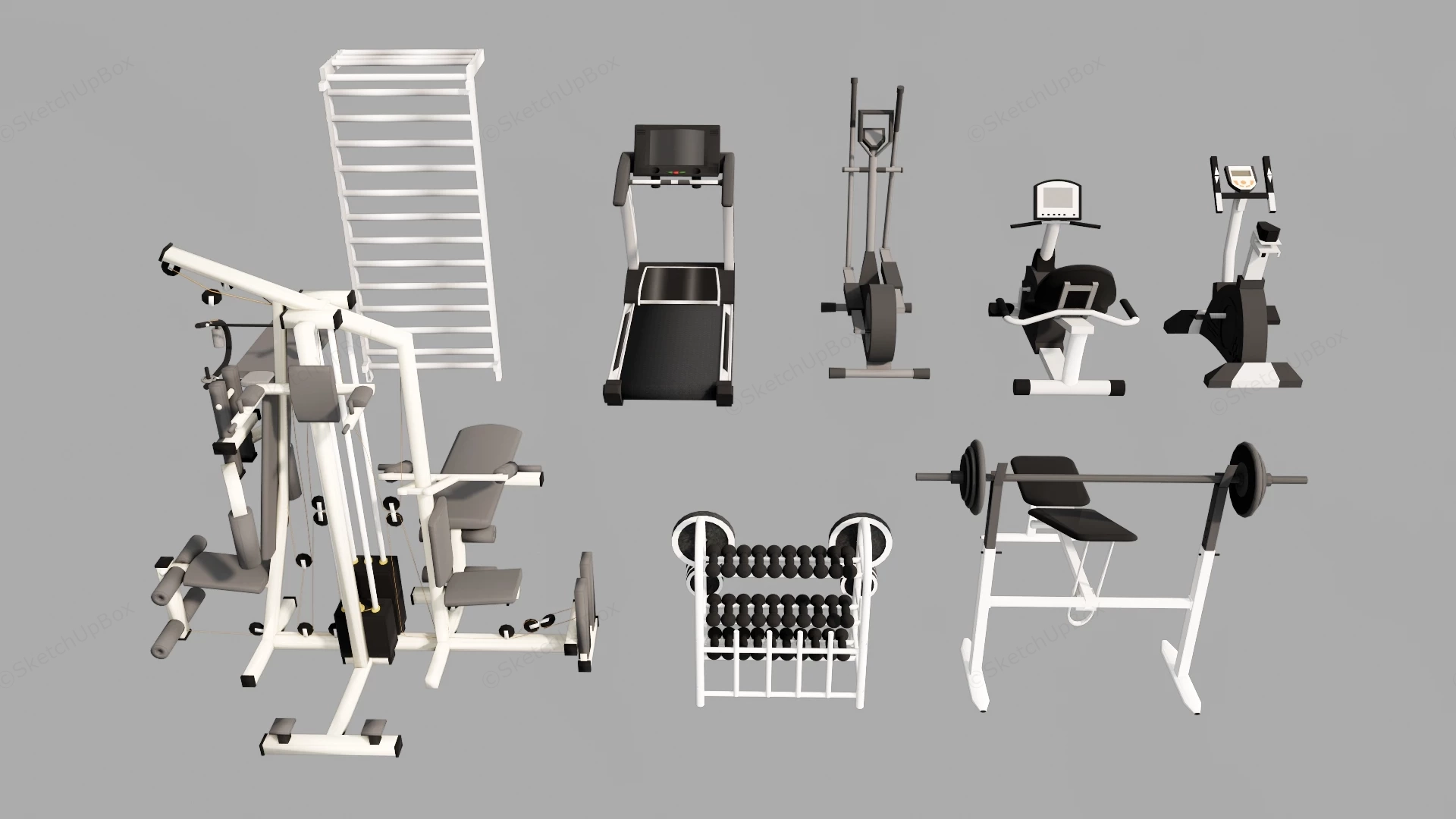 Gym Exercise Equipment sketchup model preview - SketchupBox