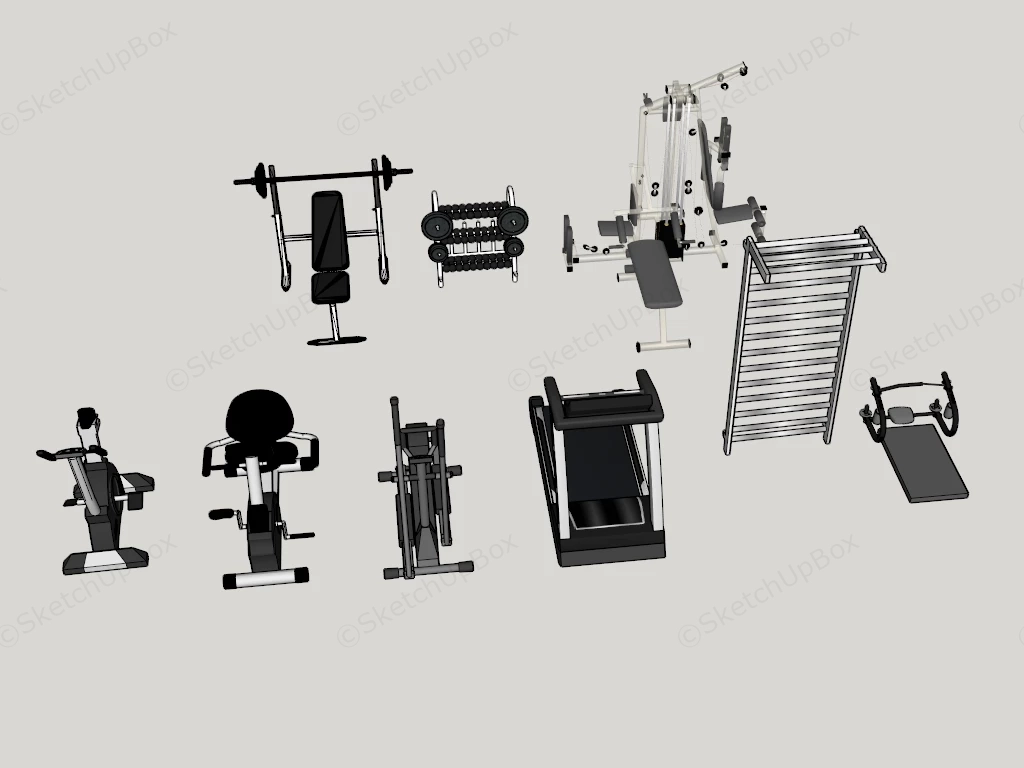 Gym Exercise Equipment sketchup model preview - SketchupBox