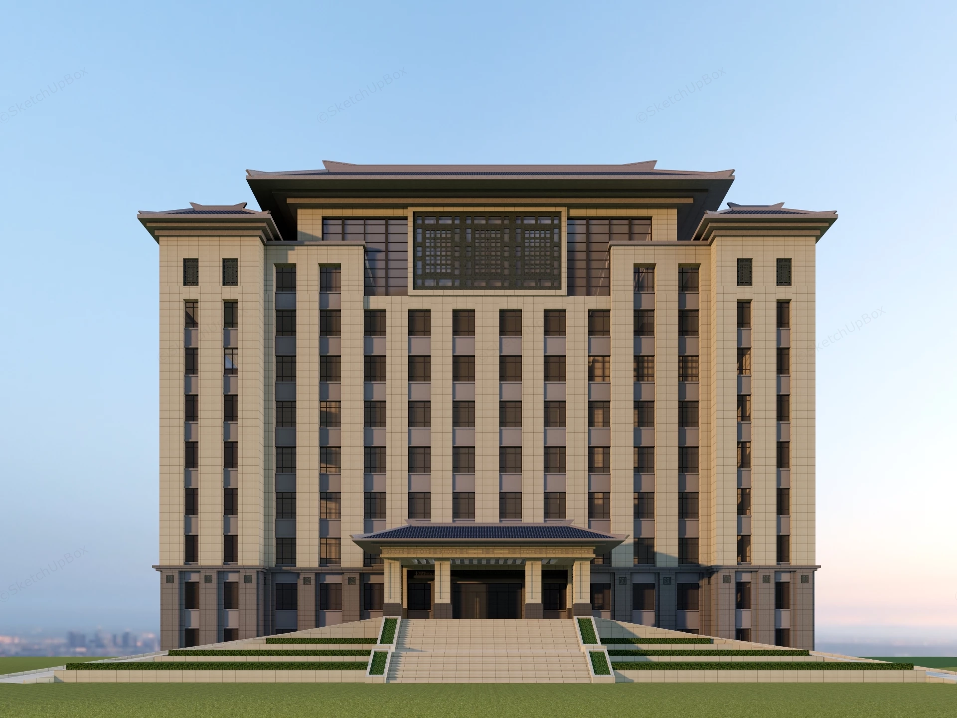 Chinese Government Office Building sketchup model preview - SketchupBox