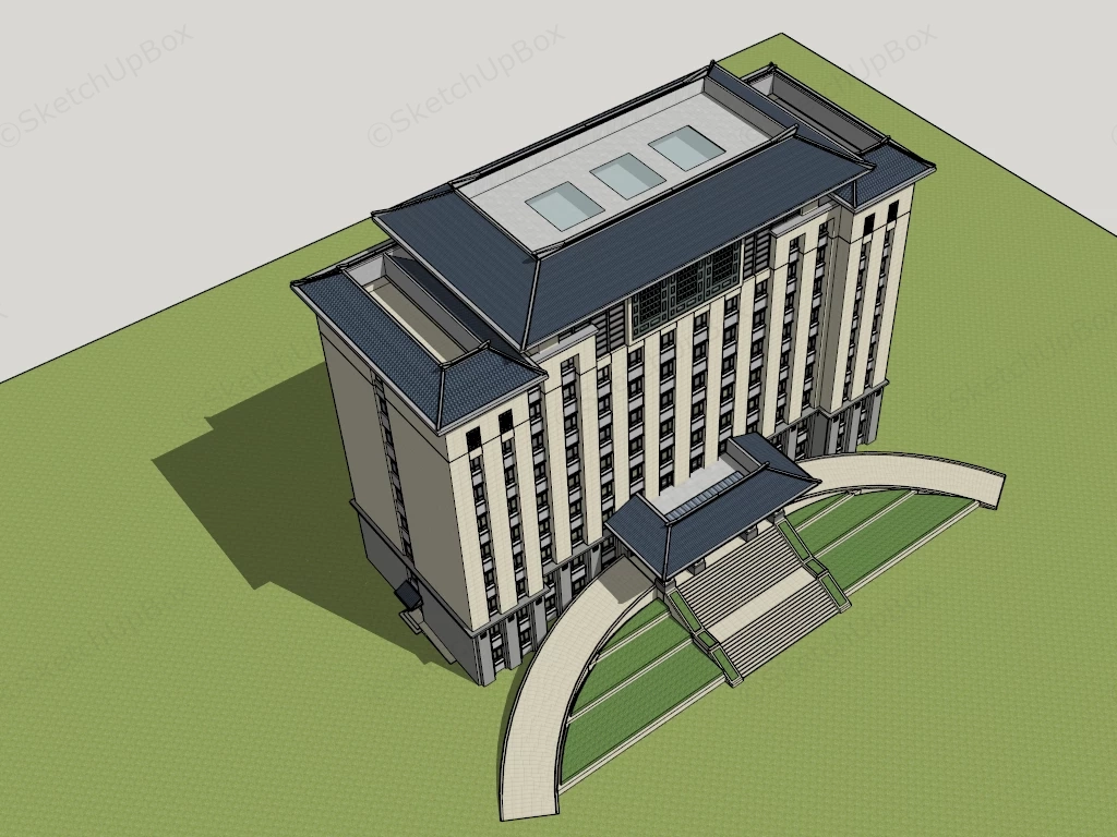 Chinese Government Office Building sketchup model preview - SketchupBox
