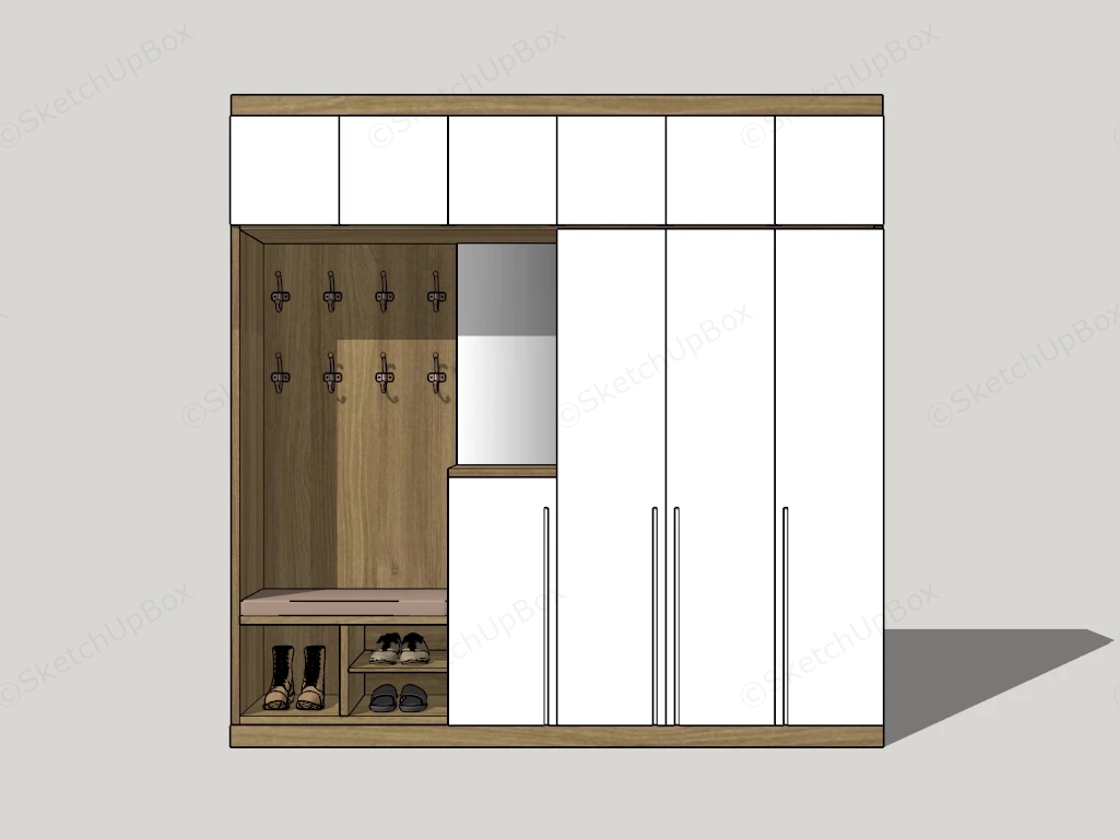 Multi Functional Entryway Mudroom Unit sketchup model preview - SketchupBox