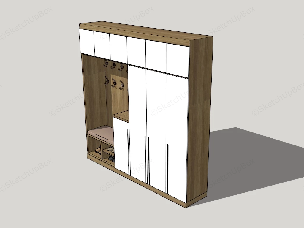Multi Functional Entryway Mudroom Unit sketchup model preview - SketchupBox