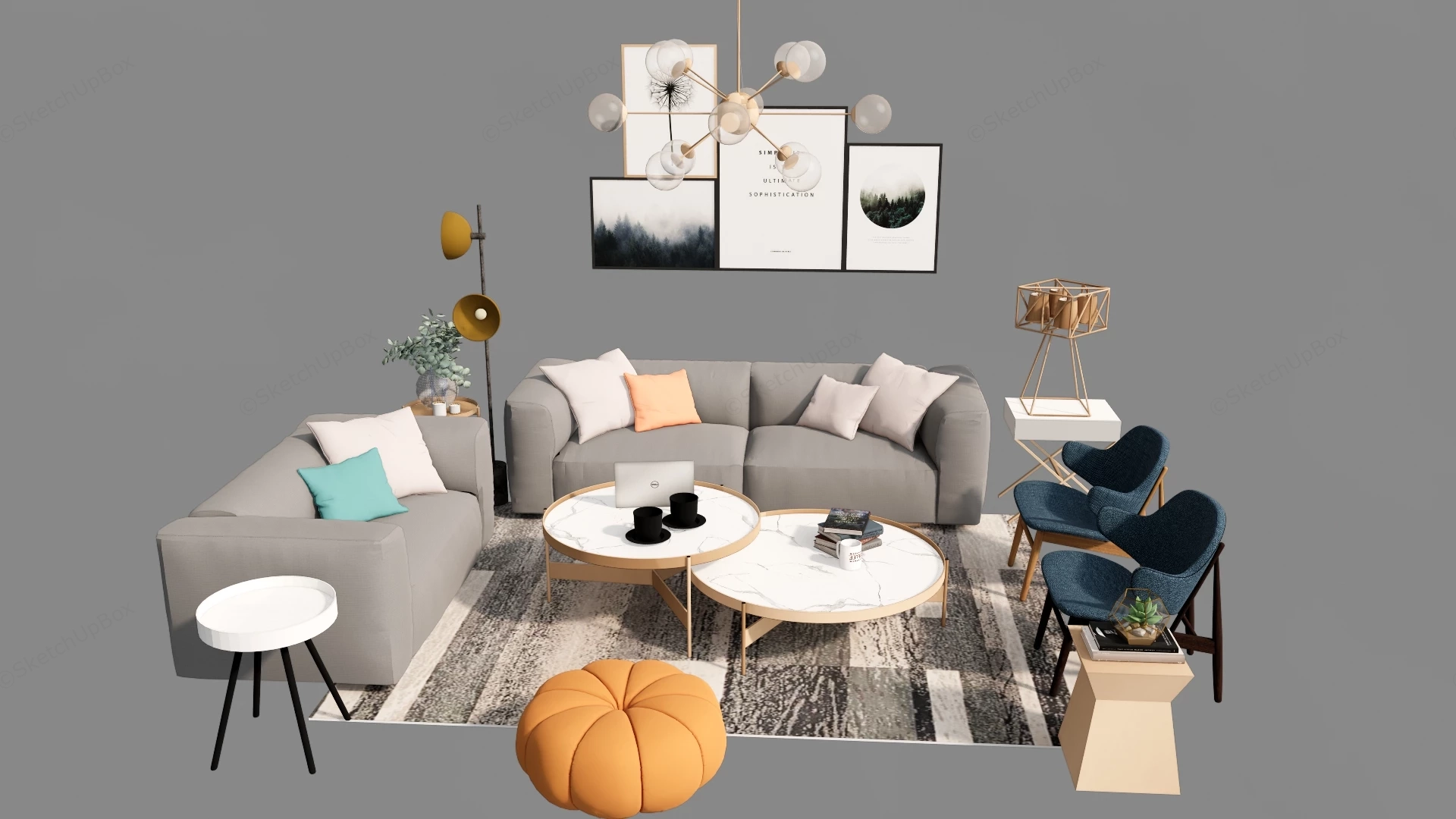Modern Living Room Furniture Set sketchup model preview - SketchupBox