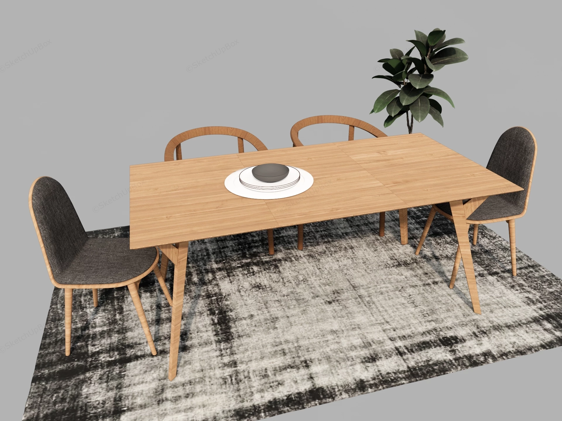 Modern Dining Room Asset Kit sketchup model preview - SketchupBox