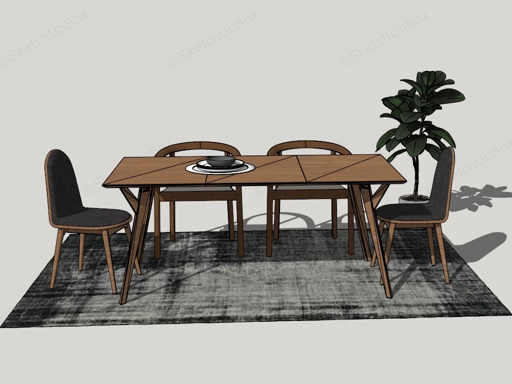 Modern Dining Room Asset Kit sketchup model preview - SketchupBox