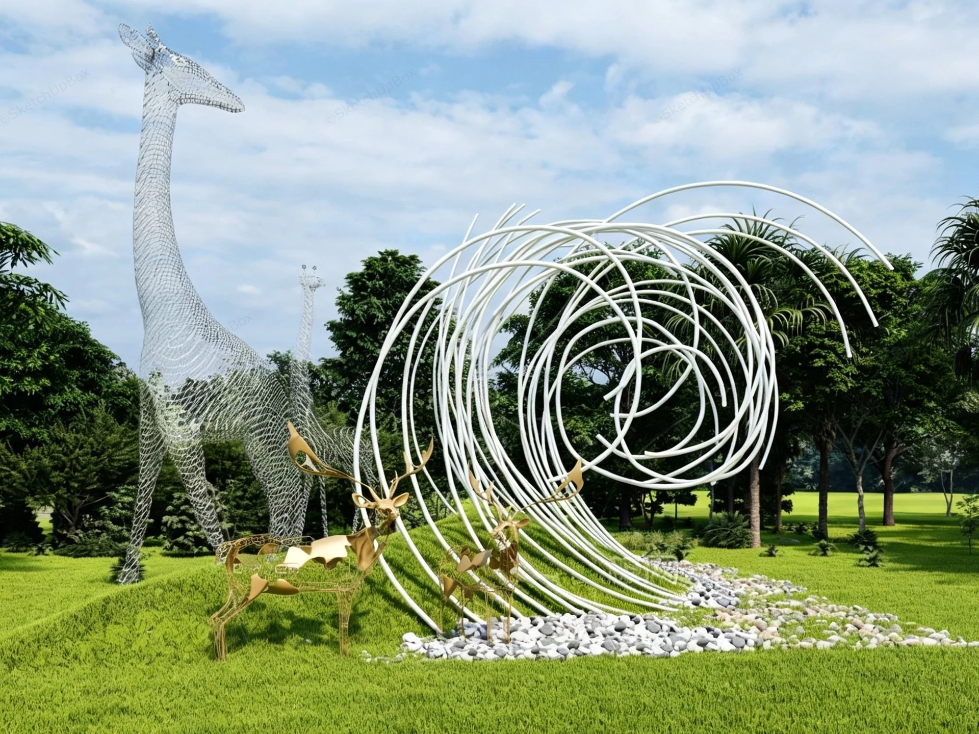 Modern Outdoor Public Art Installation sketchup model preview - SketchupBox