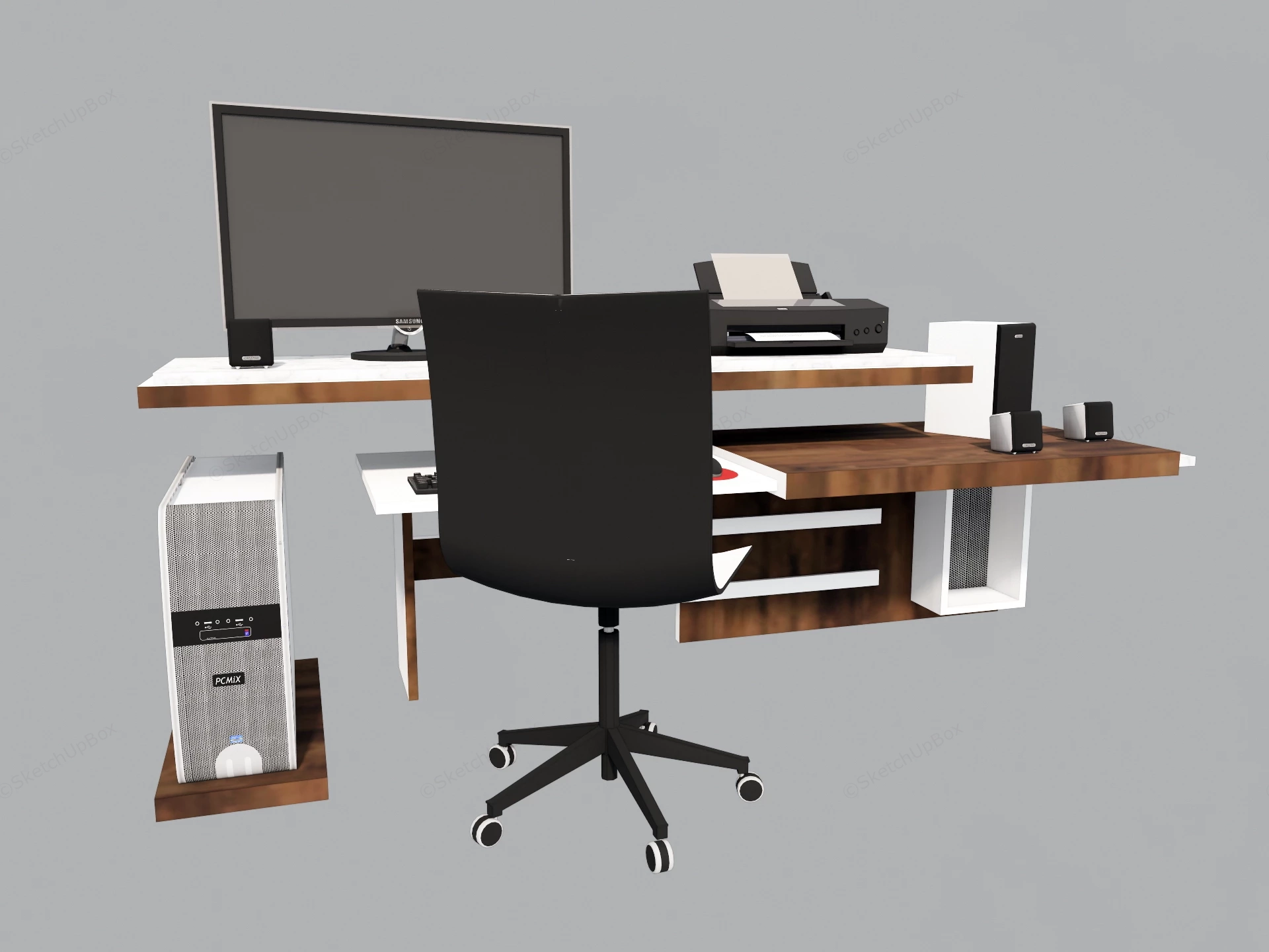 Modern Office Workstation With Chair sketchup model preview - SketchupBox