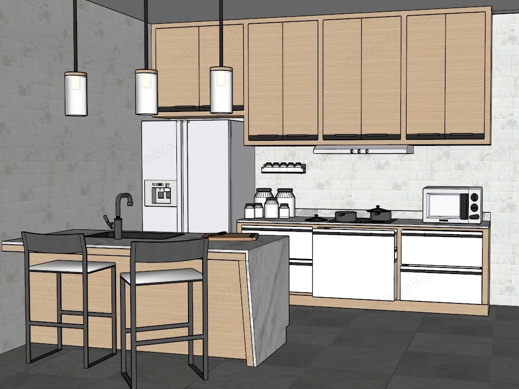 Minimalist Two Tone Kitchen Design sketchup model preview - SketchupBox