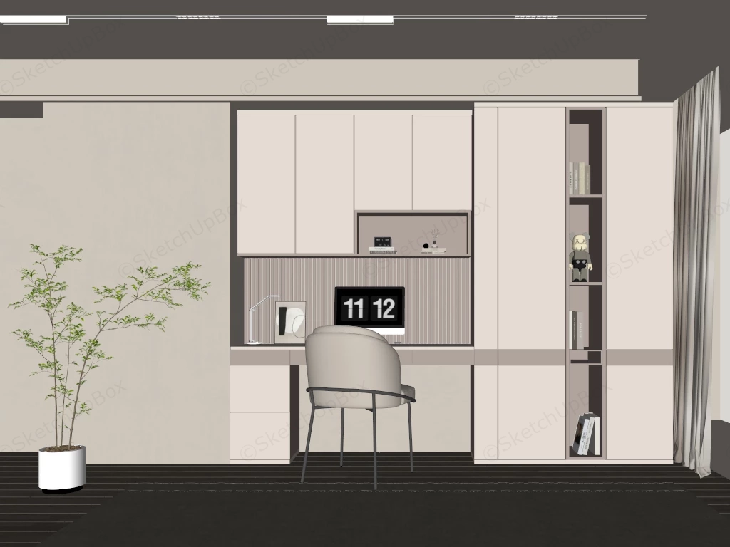 Japandi Style Home Office sketchup model preview - SketchupBox